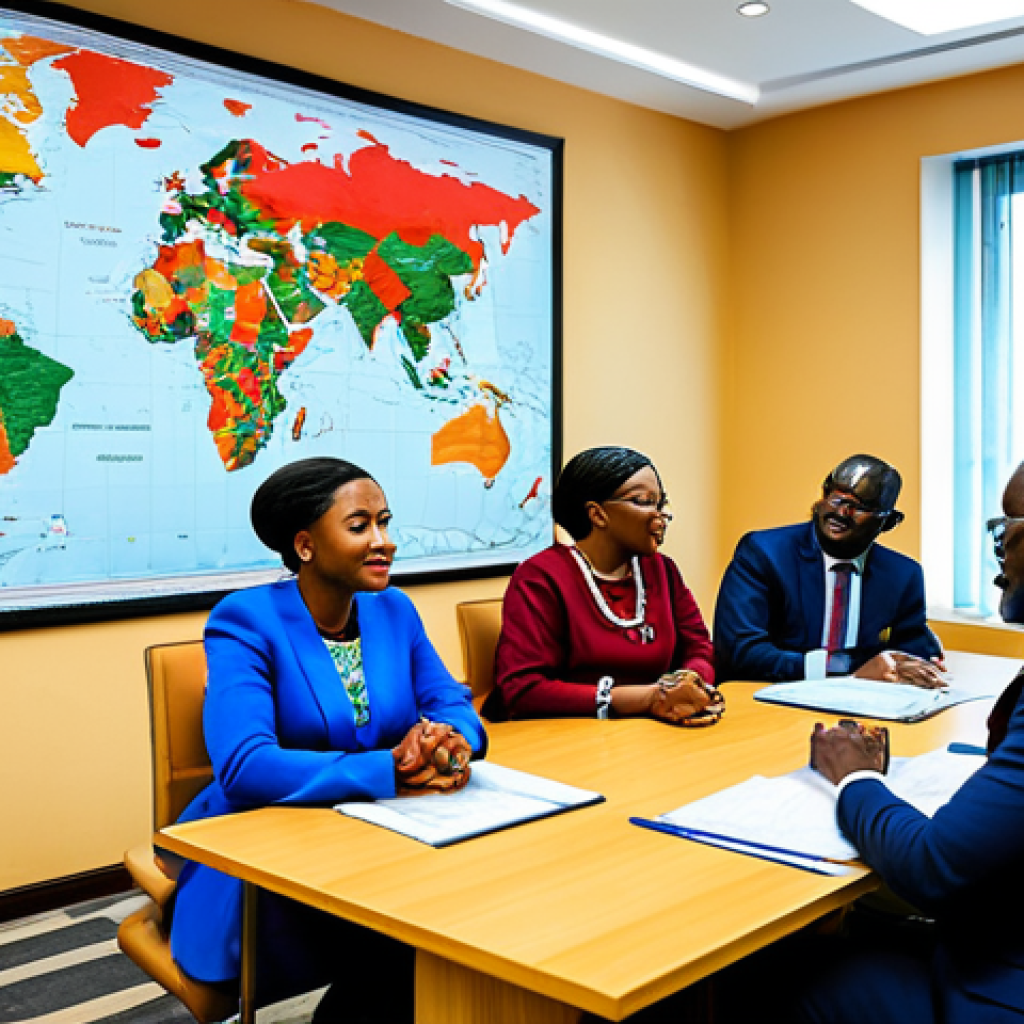 A group of diverse Nigerian professionals, men and women, from various ethnic backgrounds (Igbo, Hausa-Fulani, Yoruba), dressed in modest, contemporary business attire, engaging in a collaborative discussion in a modern, brightly lit conference room. On the wall behind them, a large, detailed map of Nigeria subtly highlights key resource-rich areas. The atmosphere is respectful and professional, emphasizing unity despite underlying complexities. Perfect anatomy, correct proportions, natural pose, well-formed hands, proper finger count, natural body proportions, safe for work, appropriate content, fully clothed, professional dress, family-friendly, high-resolution photography.