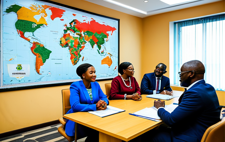 A group of diverse Nigerian professionals, men and women, from various ethnic backgrounds (Igbo, Hausa-Fulani, Yoruba), dressed in modest, contemporary business attire, engaging in a collaborative discussion in a modern, brightly lit conference room. On the wall behind them, a large, detailed map of Nigeria subtly highlights key resource-rich areas. The atmosphere is respectful and professional, emphasizing unity despite underlying complexities. Perfect anatomy, correct proportions, natural pose, well-formed hands, proper finger count, natural body proportions, safe for work, appropriate content, fully clothed, professional dress, family-friendly, high-resolution photography.
