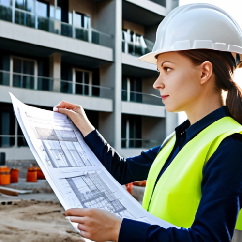 Home 9 A Moscow Architect**
"A young, professional architect, female, in Moscow, Russia. She is reviewing blueprints on a construction site with modern buildings in the background, wearing a hard hat and safety vest over modest clothing. Sunlight, perfect anatomy, correct proportions, well-formed hands, proper finger count, natural pose, professional photography, high quality, safe for work, appropriate content, fully clothed, professional."
**