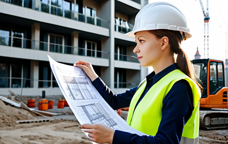A Moscow Architect**

"A young, professional architect, female, in Moscow, Russia. She is reviewing blueprints on a construction site with modern buildings in the background, wearing a hard hat and safety vest over modest clothing. Sunlight, perfect anatomy, correct proportions, well-formed hands, proper finger count, natural pose, professional photography, high quality, safe for work, appropriate content, fully clothed, professional."

**