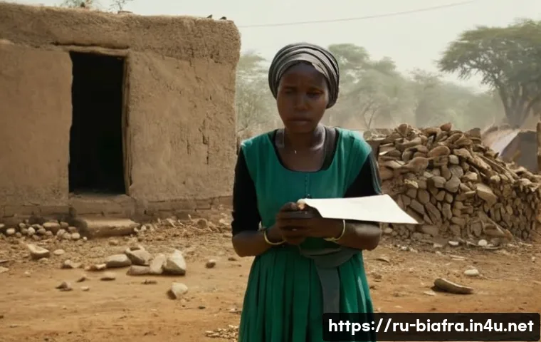 비아프라 전쟁 당시 언론 통제 - **Prompt:** A poignant scene depicting a solitary, determined journalist (male or female) in a war-t...